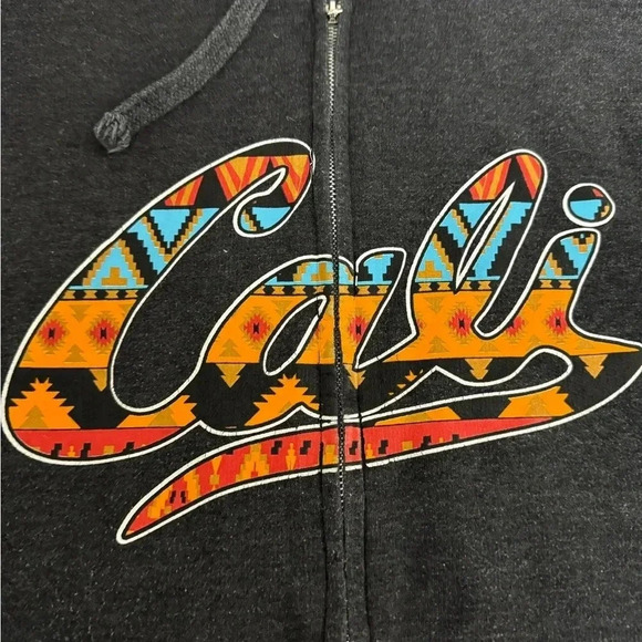 Cali Hoodie Unisex Zip Up Sweatshirt Medium Southwestern Print - Picture 3 of 9
